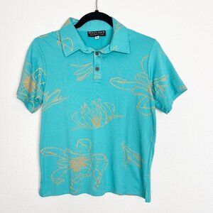 Kauluae Boys Youth Medium Miulana Palani Pullover Polo Shirt Seafoam Teal Gold